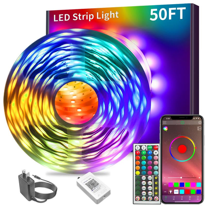 200FT Led Strip Lights RGB Music Sync for Bedroom ,More 100Ft 50Ft Bluetooth Christmas Lights with Smart App and Remote Control Indoor Lighting, for Room Decorating Party Decor