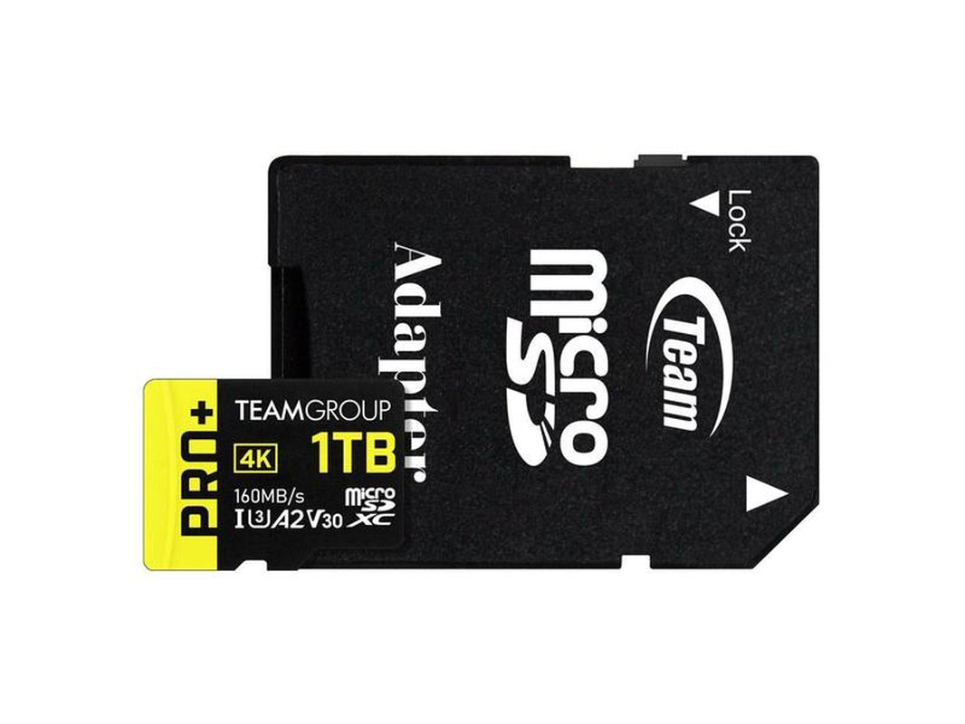 Team 1TB Pro+ Microsdxc UHS-I/U3 Class 10 Memory Card with Adapter, Compatible with Nintendo-Switch, Steam Deck, and ROG Ally, Speed up to 160Mb/S (TPPMSDX1TIA2V3003)
