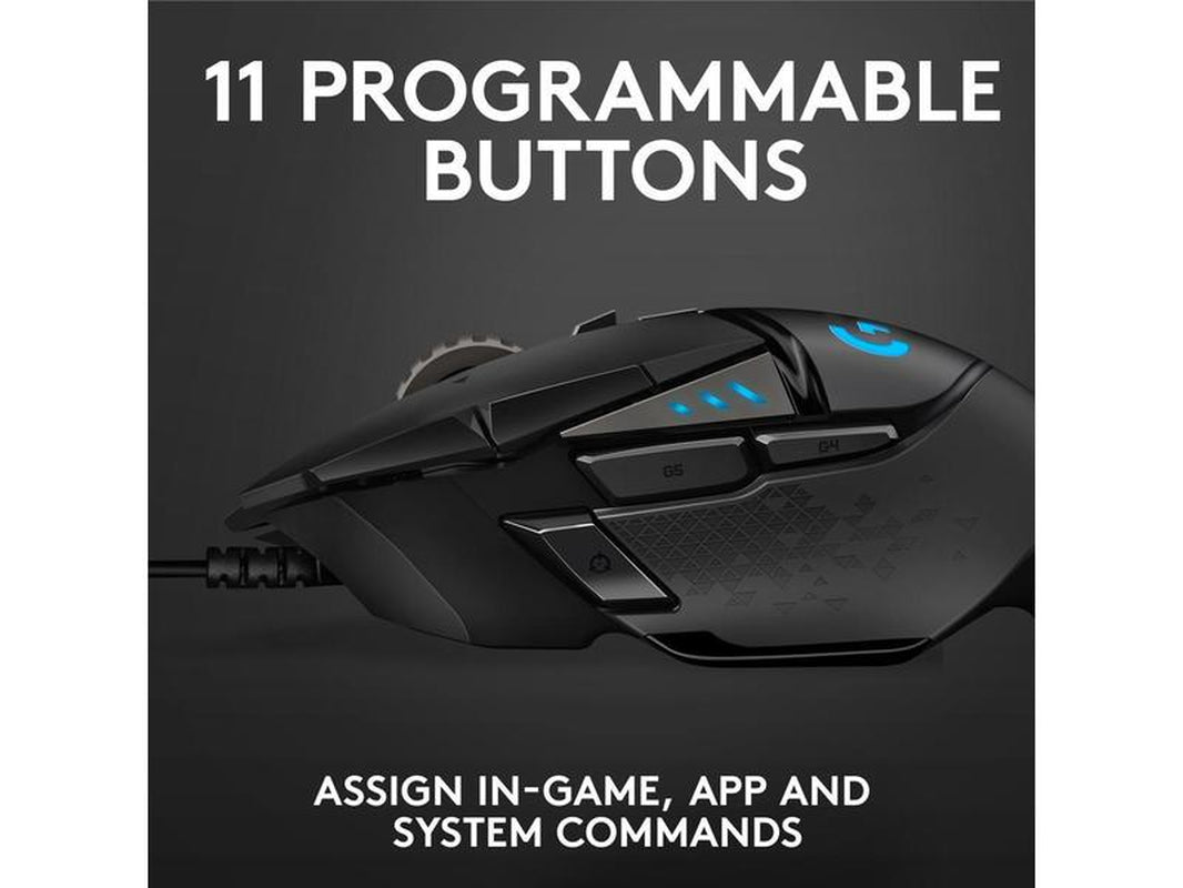 Logitech G502 HERO High Performance Wired Gaming Mouse, HERO 25K Sensor, 25,600 DPI, RGB, Adjustable Weights, 11 Programmable Buttons, On-Board Memory, PC / Mac
